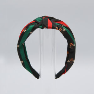 Black Gucci-Inspired Printed Fabric Headband