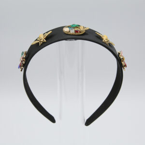 Gucci Style Gold Fabric Headband Featuring Gold Chain