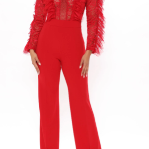 Fashion Luxury Red Lace Jumpsuit